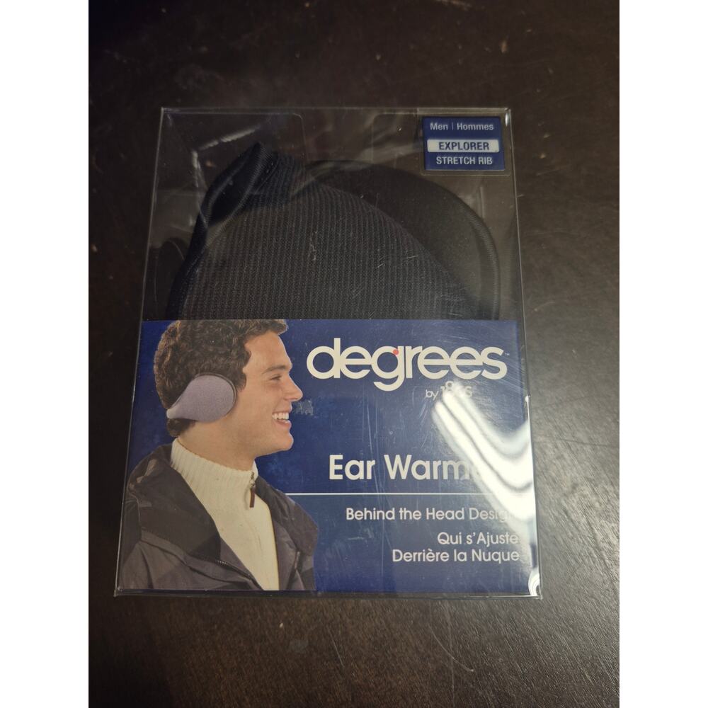 New Degrees by 180s Men's Ear Warmers – Black Stretch Rib Behind-the-Head 8288